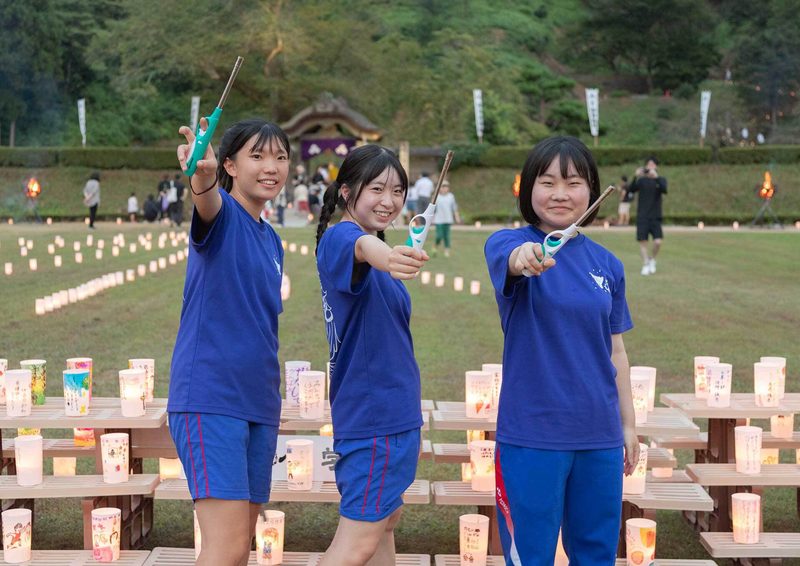 朝倉館跡を照らす万灯